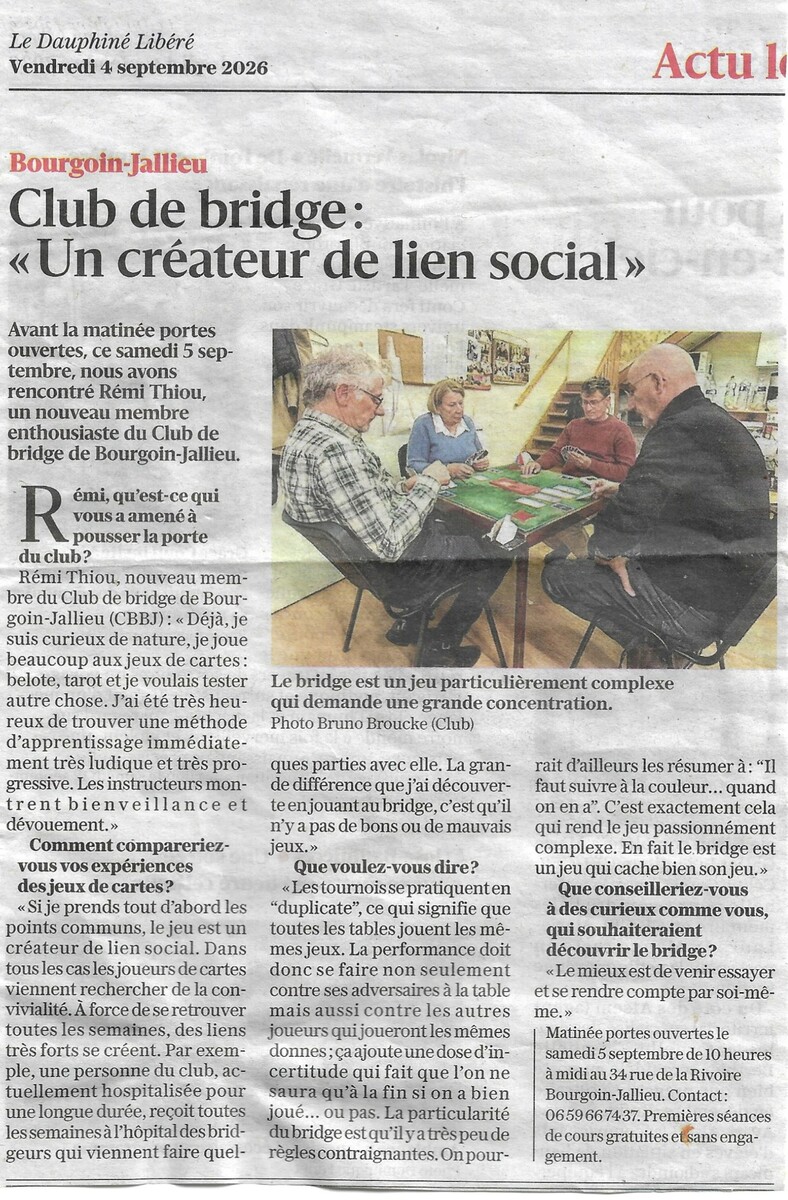 Le Dauphiné Libéré parle du CBBJ