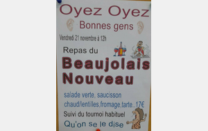 repas &amp; tournoi du Beaujolais nouveau